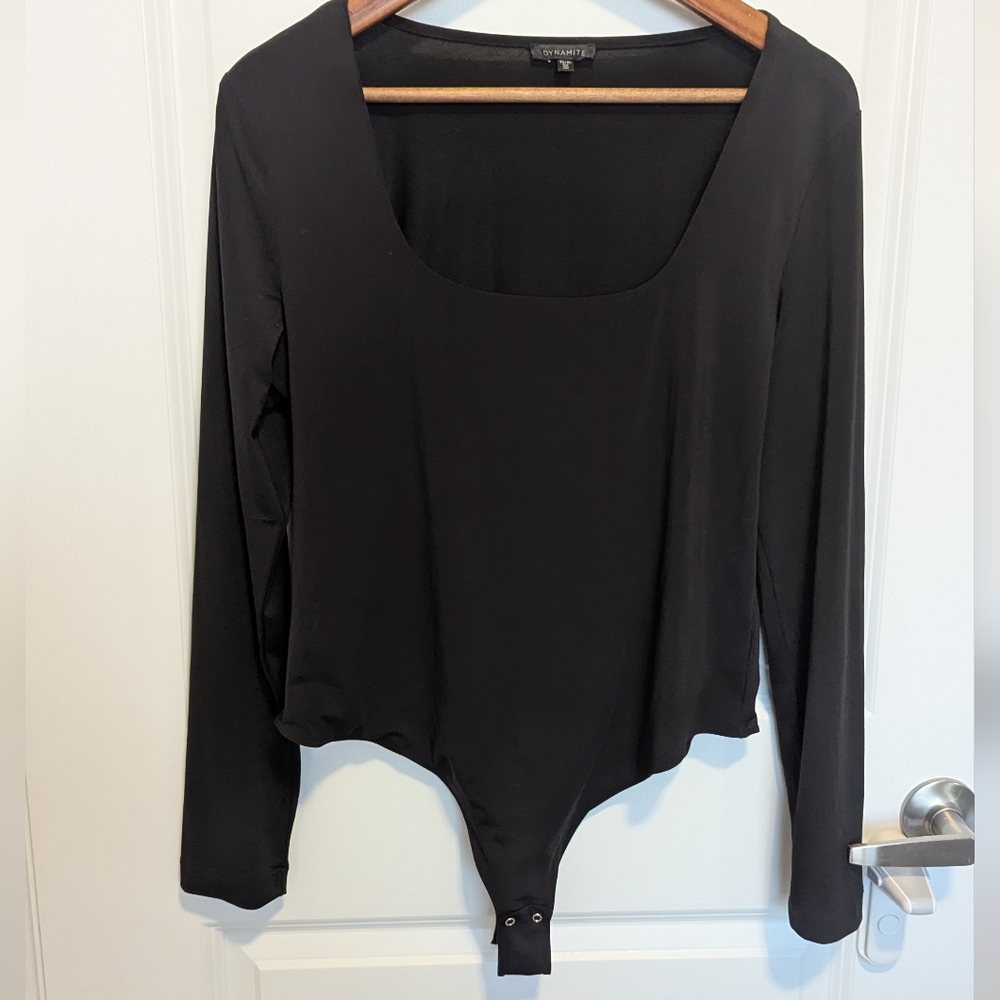 Dynamite Black Square Neck Bodysuit